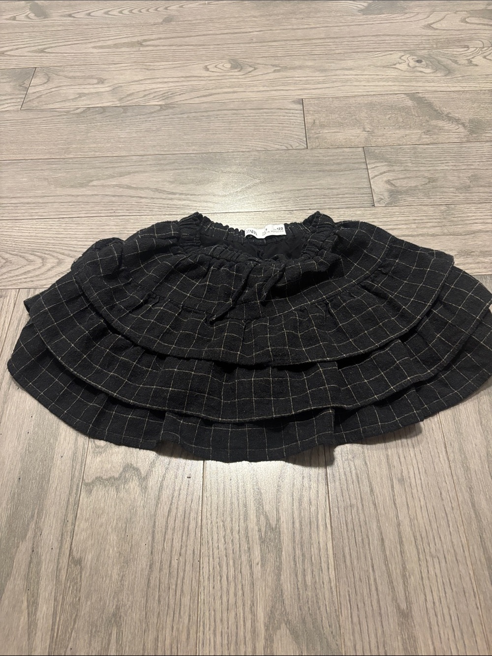 Zara Black Tiered Plaid Kids Skirt